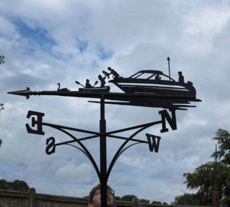 Cruiser Boat With Family & Children Weathervane