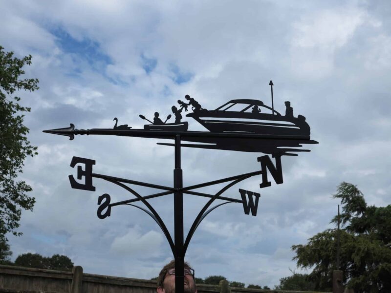 Cruiser Boat With Family & Children Weathervane