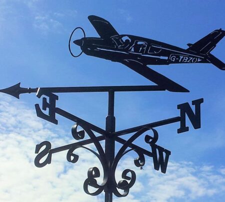 Cessna Aeroplane themed black Weathervane handmade from 100% stainless steel in kent