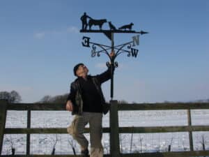 Farmer, Bull, Calf and German Shepherds Weathervane 2