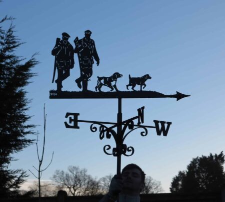 Father And Son Shooting With Dogs Weathervane