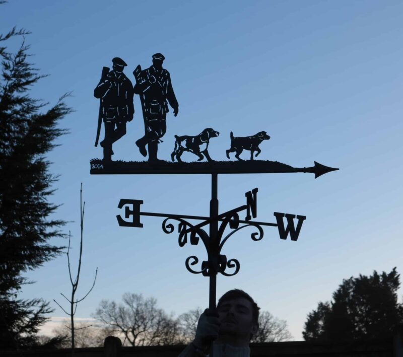 Father And Son Shooting With Dogs Weathervane