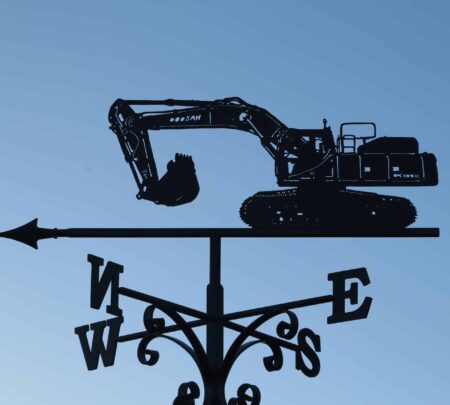 a digger shaped black weathervane handmade by blacksmiths in kent