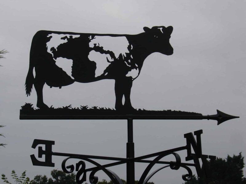 Diary Cow With Map Of The World Weathervane