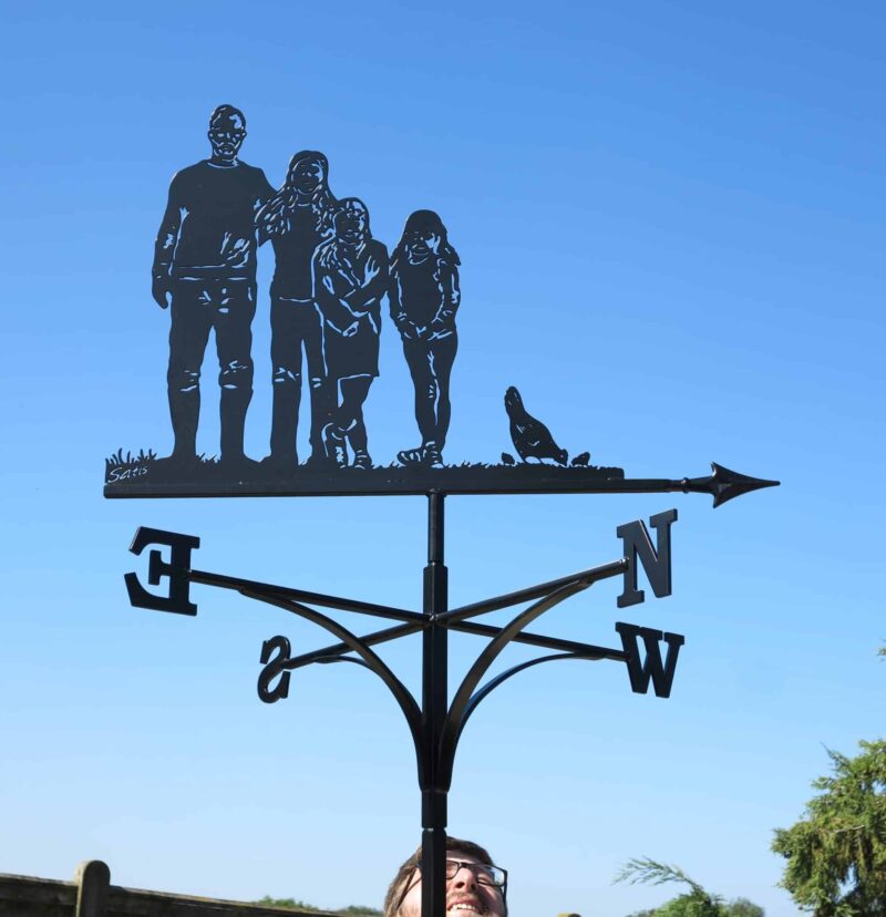 Family Of Four Portrait With Chickens Weathervane