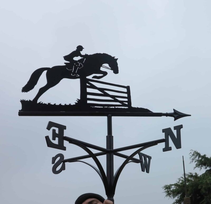 Horse Jumping Gate With Girl Weathervane