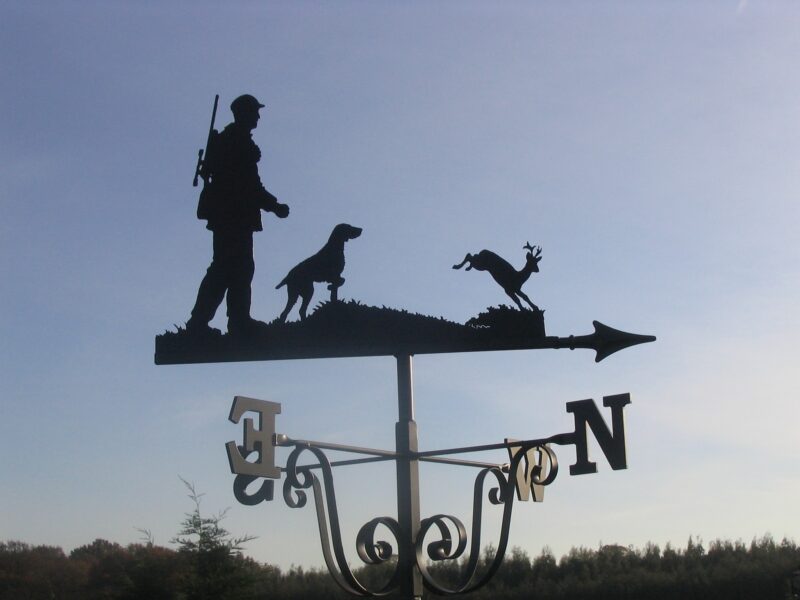 Hunter, Weimaraner And Roe Deer Weathervane