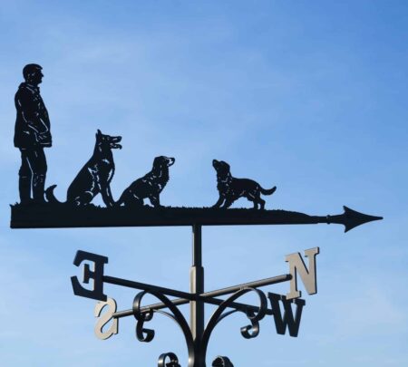 Man And Dogs, German Shepherd And Spaniel Weathervane