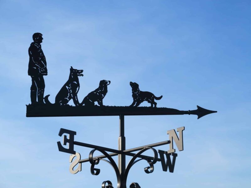 Man And Dogs, German Shepherd And Spaniel Weathervane