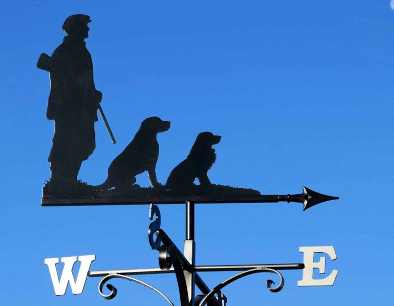 Man, Gun Lab and Spaniel Weathervane