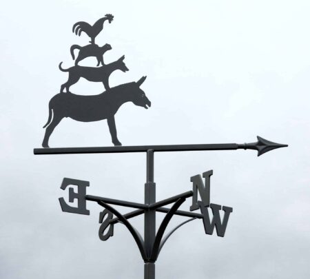 Musicians Of Bremen statue, Donkey Dog Cat & Cockerel Weathervane