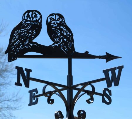 Pair Of Owls On Trunk Bird Weathervane