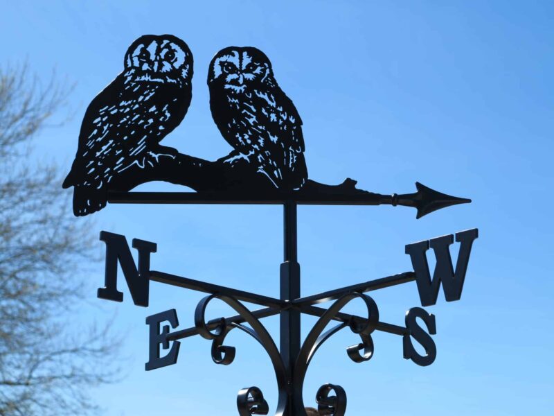 Pair Of Owls On Trunk Bird Weathervane