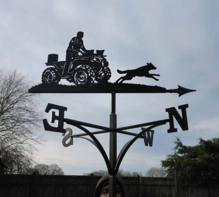 Quad Bike And Running Dog Weathervane