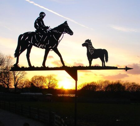 Racehorse, Jockey And Shetland Pony Weathervane