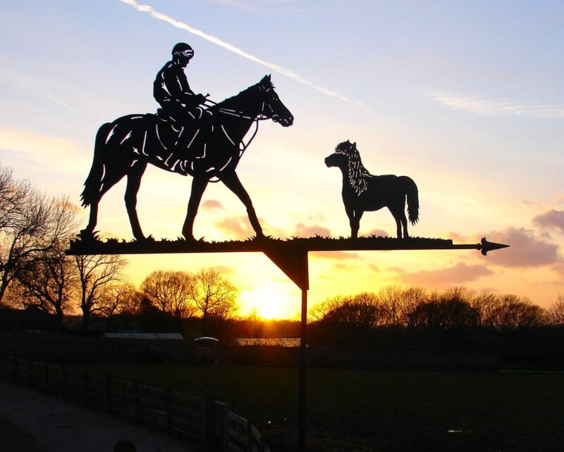 Racehorse, Jockey And Shetland Pony Weathervane