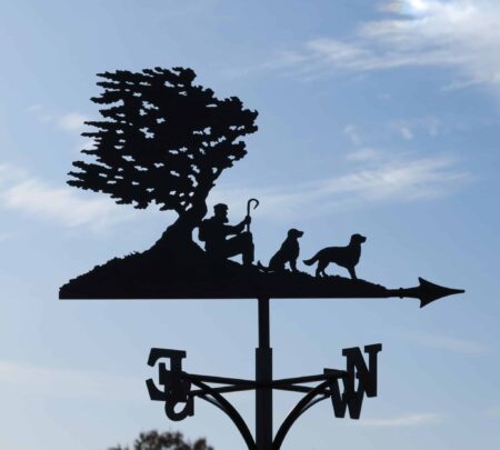 Shepherd Windswept Under Tree With Retrievers Weathervane