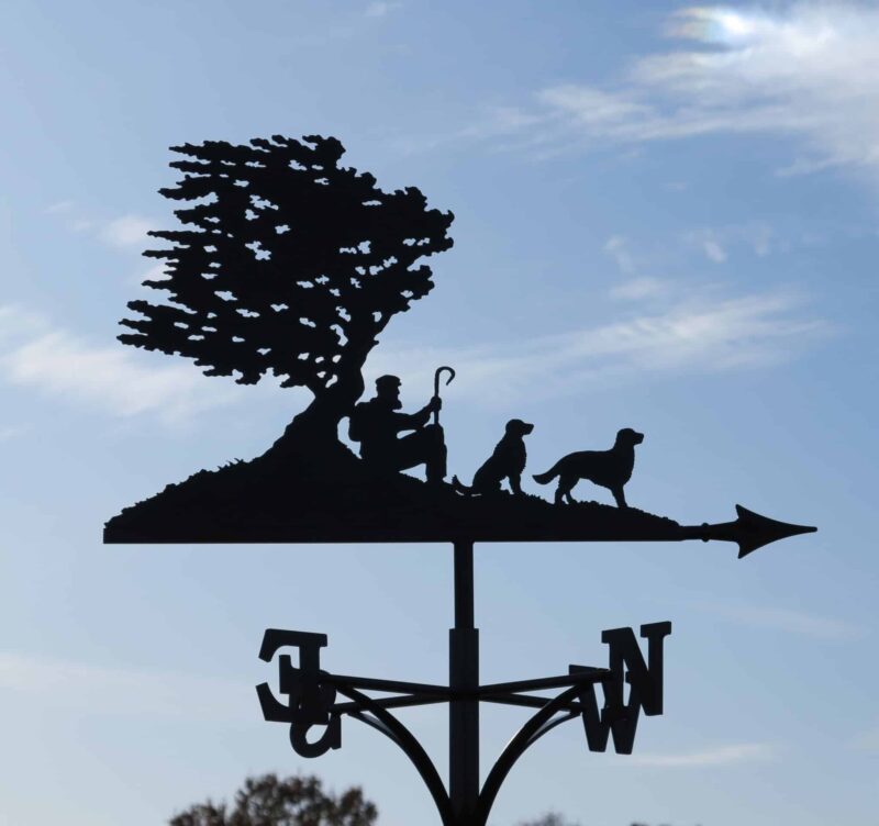 Shepherd Windswept Under Tree With Retrievers Weathervane