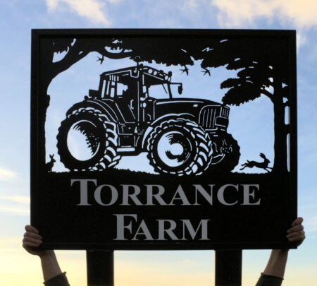 Tractor - John Deere framed farm metal sign