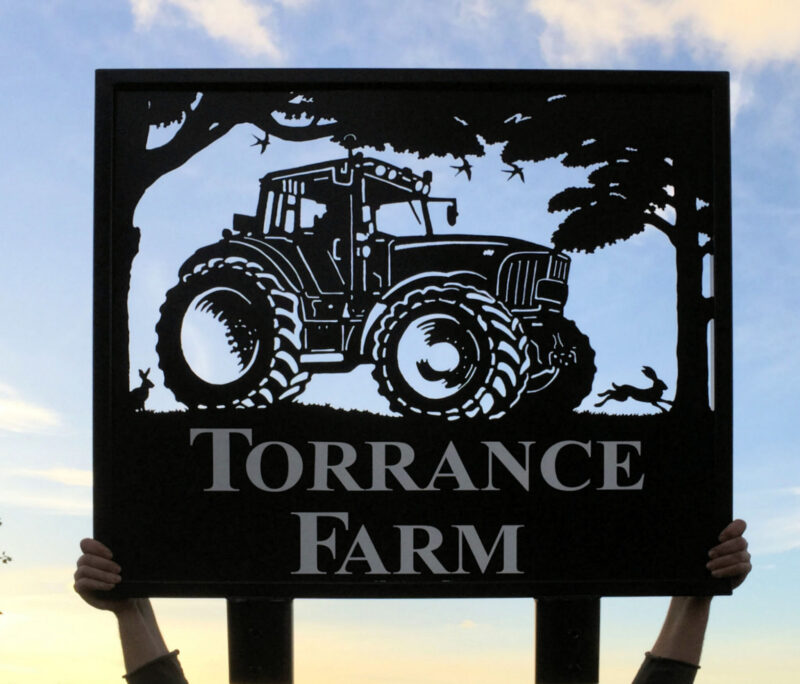 Tractor - John Deere framed farm metal sign