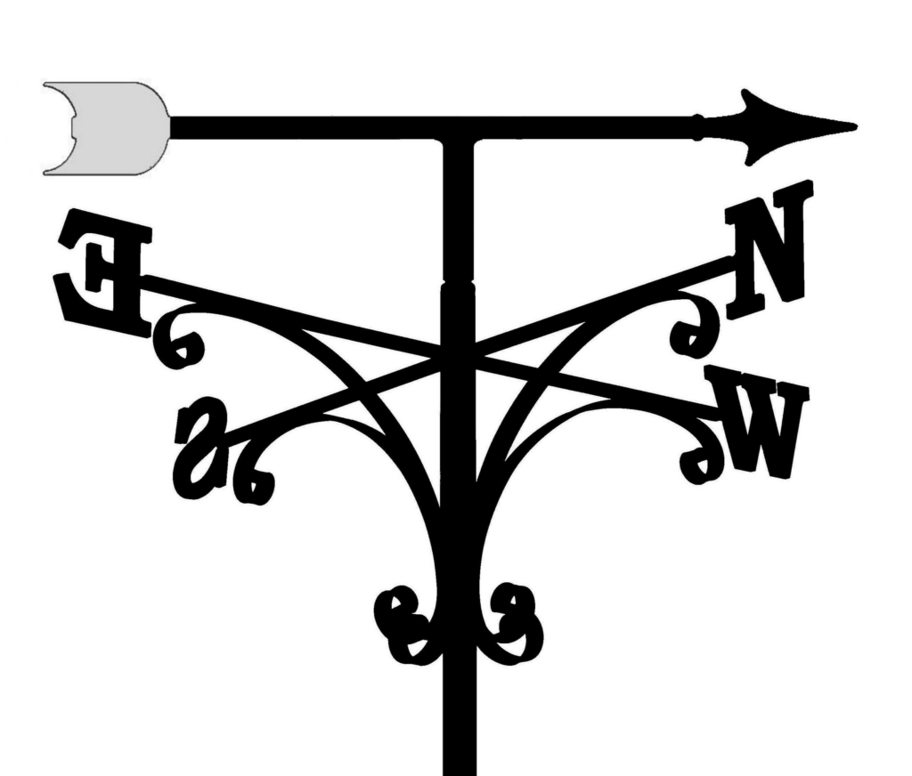 C Shaped Scrolls Weathervane North South East West Cross