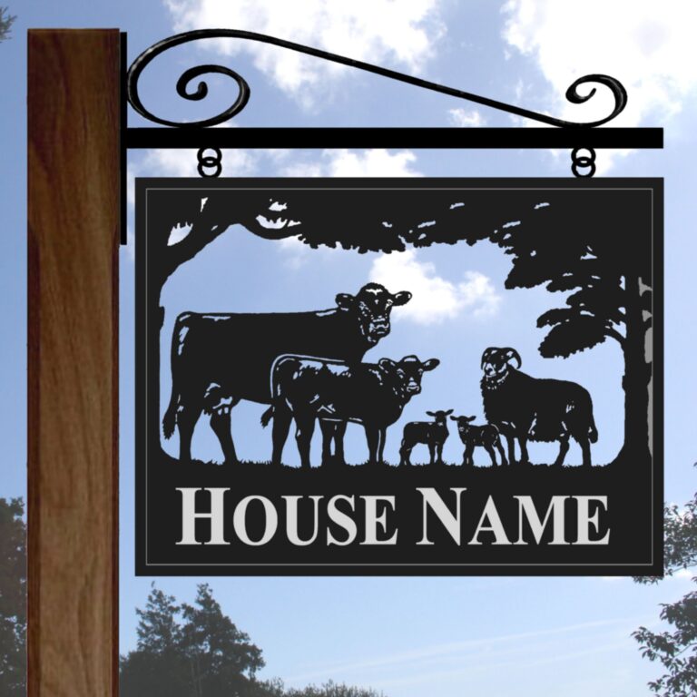 Framed picture metal sign example with hanging bracket