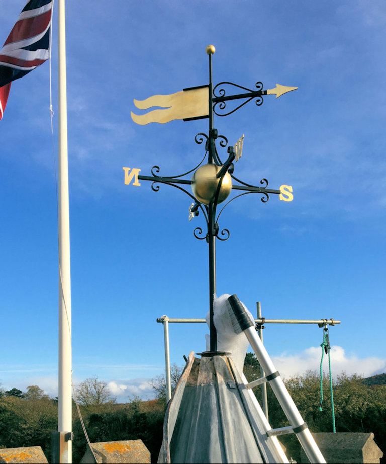 Traditional pennant weathervane with gold leaf