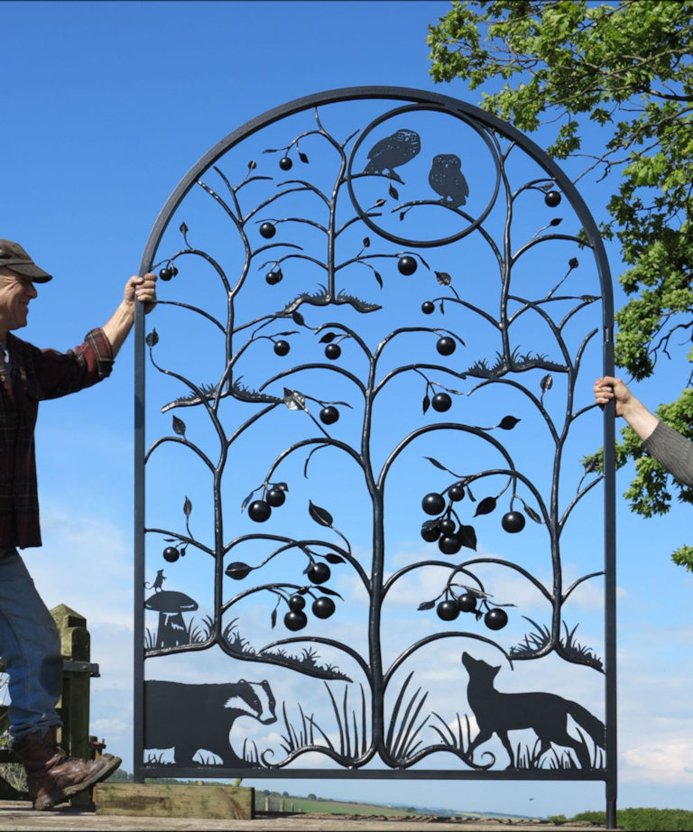 Hot forged ornate orchard gate