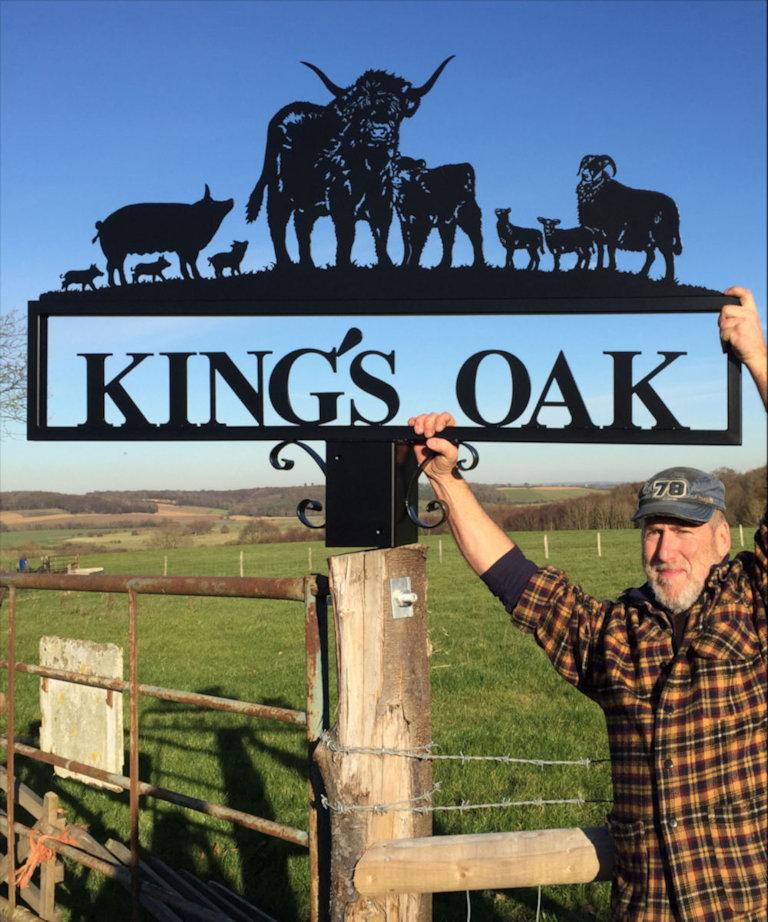 Highland cow and farming scene farm sign