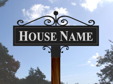 Hot Forged House Name Sign Vinyl Letters & Scrolls - One Line